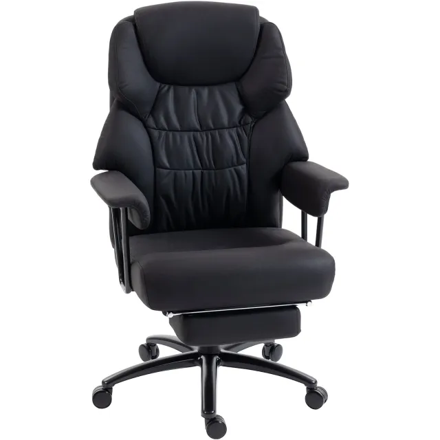 Homona Massage-bureaustoel met voetensteun - Met lendenmassage en verstelbare rugleuning - 72 x 77 x 114,5-122,5 cm - Zwart