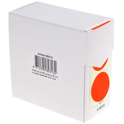 rillprint Etiket Rillprint 35mm op rol fluor rood 500 stuks