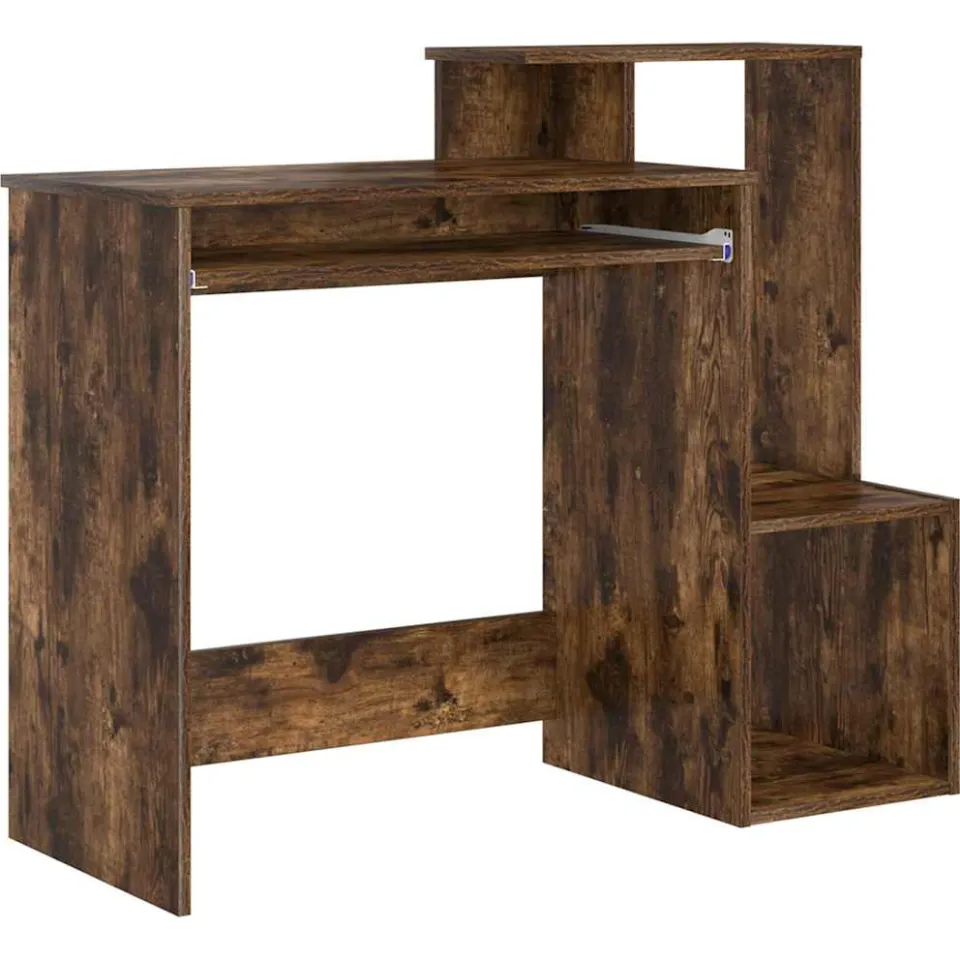 vidaXL Bureau Gerookt eiken 106 x 41 x 88,5 cm Bewerkt hout, foto 3