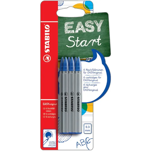 Stabilo Rollerpenvulling STABILO Easyoriginal fijn blauw blister à 6 stuks