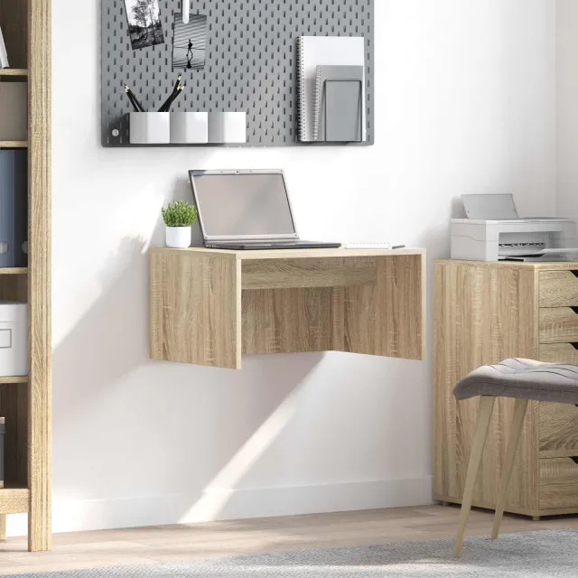vidaXL Wandbureau Sonoma Eiken Bewerkt hout 60 x 45 x 30 cm, foto 2