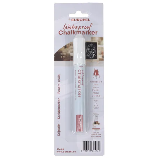 Europel Krijtstift Europel watervast 3-6mm wit blister 1 stuk