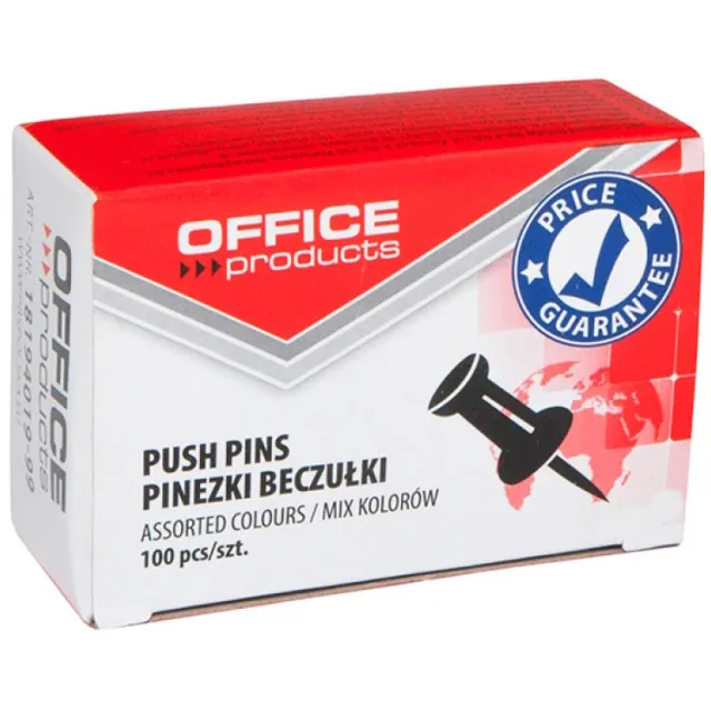 Office Products prikbordspelden, geassorteerde kleuren, doos van 100 stuks