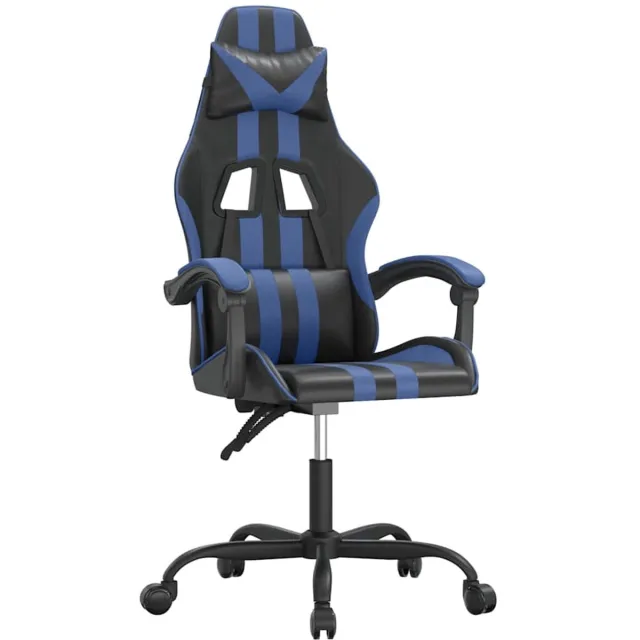 vidaXL Gamestoel - draaibaar - kunstleer - zwart - en - blauw zwart en blauw