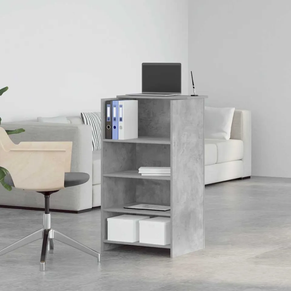 vidaXL Receptiebalie 55x50x103,5 cm bewerkt hout betongrijs grijs, foto 4