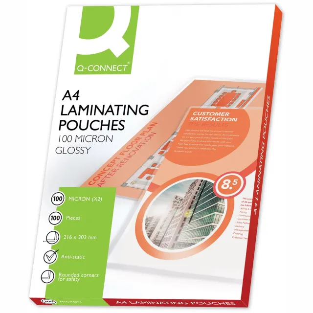 Q-Connect lamineeretui, A4, 2 x 100 micron, 100 stuks
