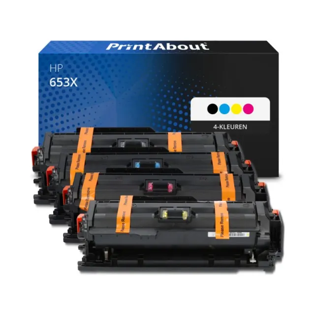 PrintAbout huismerk Toner 653X (CF320X) 4-kleuren Multipack Hoge capaciteit Geschikt voor HP