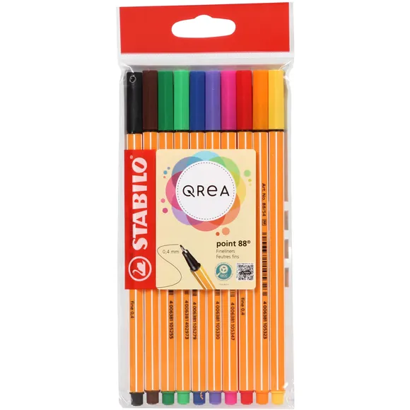 Qrea Fineliner STABILO Point 88/10 Qrea Edition fijn assorti 10 stuks