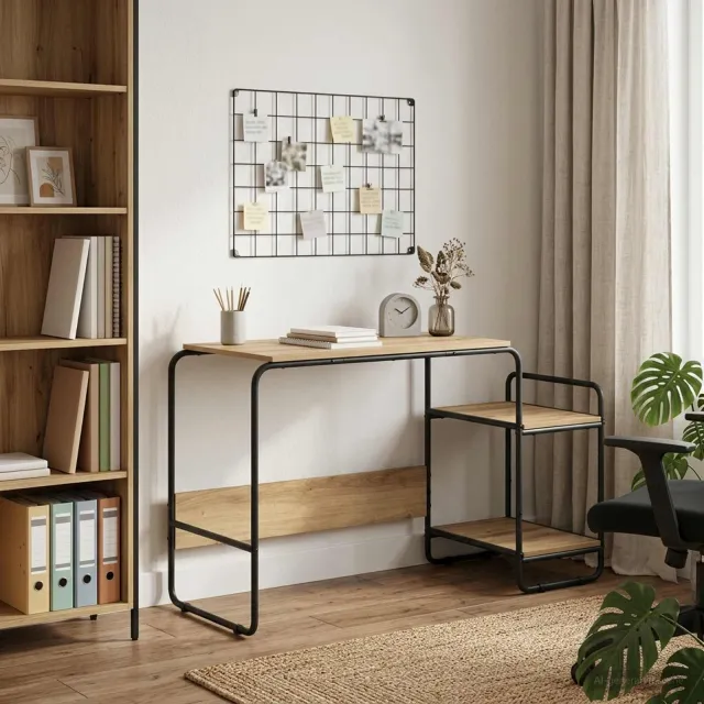 vidaXL Bureau met opbergruimte Artisanaal eiken 131.5 x 50 x 75.5 cm, foto 2