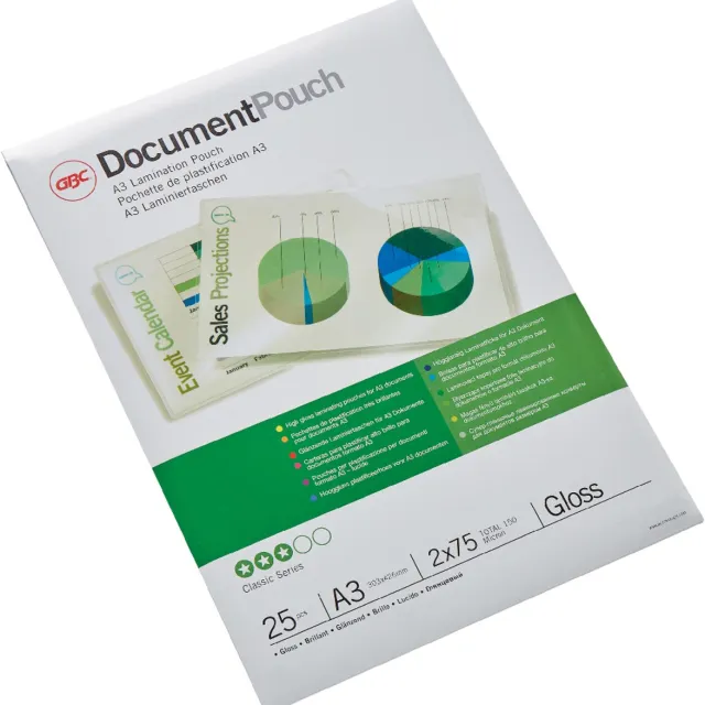 GBC Document lamineerhoes ft A3, 150 micron (2 x 75 micron), pak van 25 stuks
