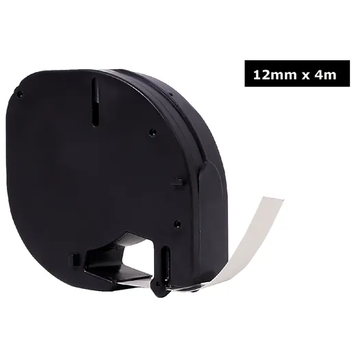 Quantore Labeltape Quantore 91201 12mmx4m kunststof zwart op wit