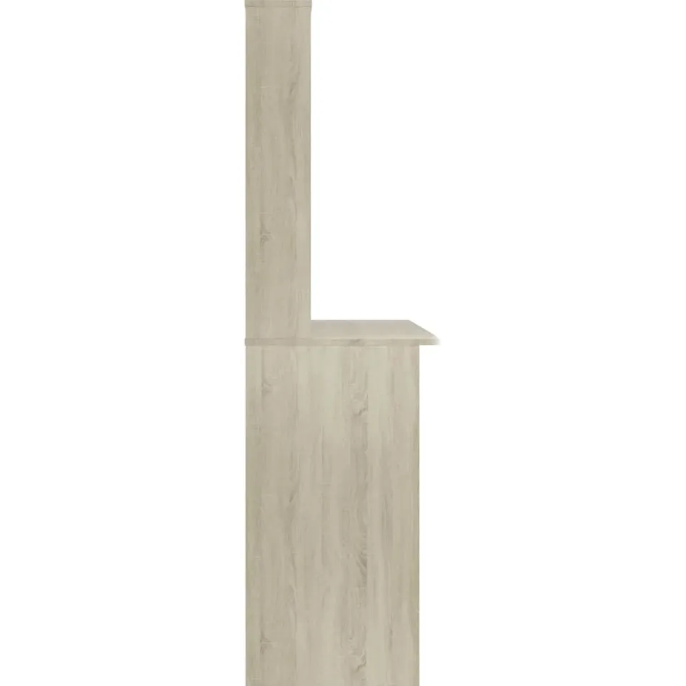 vidaXL Bureau met schappen 110x45x157cm bewerkt hout sonoma eikenkleur, foto 4