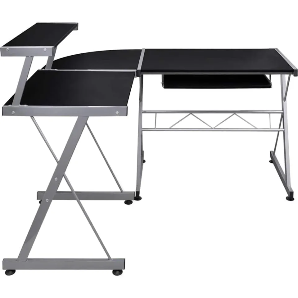 vidaXL Hoekbureau 132x112x99 cm bewerkt hout zwart, foto 3