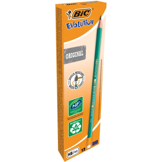 Bic Conté potlood ECOlutions Evolution met gum, doos van 12 stuks