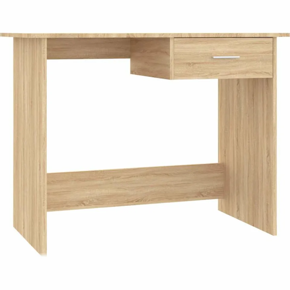 vidaXL Bureau 100x50x76 cm bewerkt hout gerookt eikenkleurig, foto 3