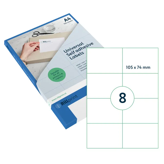 rillprint Etiket Rillprint 105x74mm mat transparant 200 etiketten