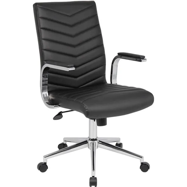 Sedero Design Bureaustoel Izola - Zwart - PU leder - 360° draaibaar - kantelbaar