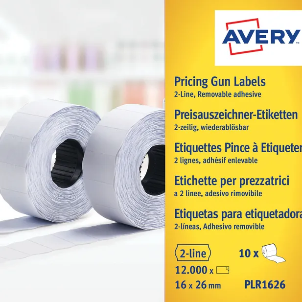 Avery Prijsetiket Avery PLR1626 16x26mm afneembaar wit