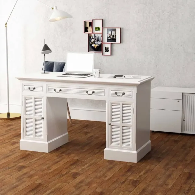 vidaXL Bureau ministre wit 140x48x80 cm, foto 2