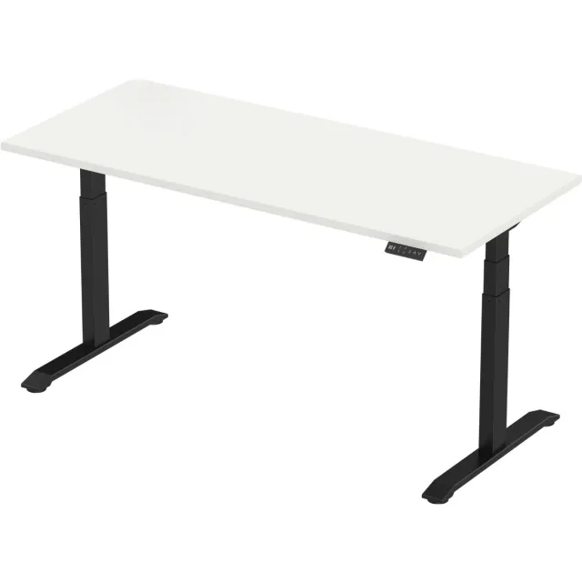 Stabureaus Zit-sta bureau elektrisch verstelbaar - 180 x 80 cm - hoogte 65-130 cm - NPR 1813 & NEN-EN 527 - zwart onderstel / puur wit blad