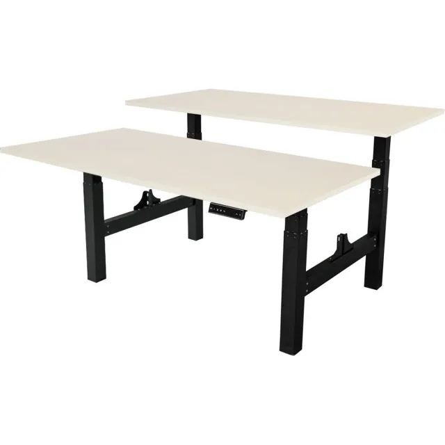 Sedero Elektrisch verstelbaar duo bureau - 180x80 cm - Two dual motor - Zwart met Licht eiken
