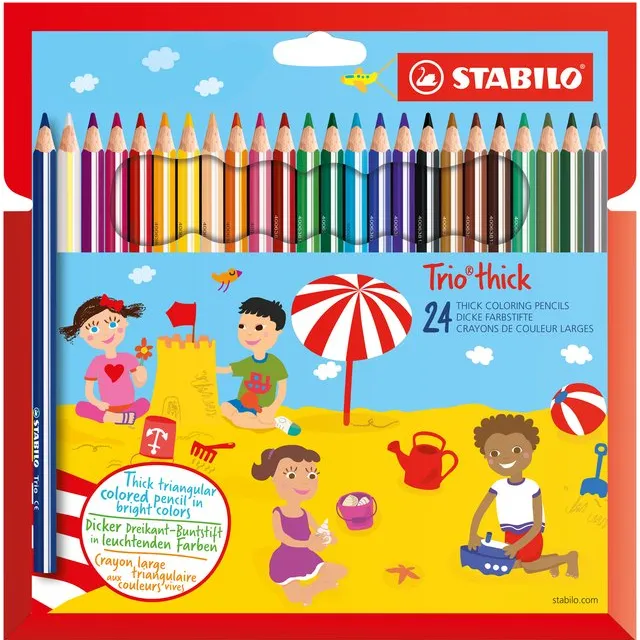 Stabilo Kleurpotloden STABILO 203 Trio dik assorti blister à 24 stuks