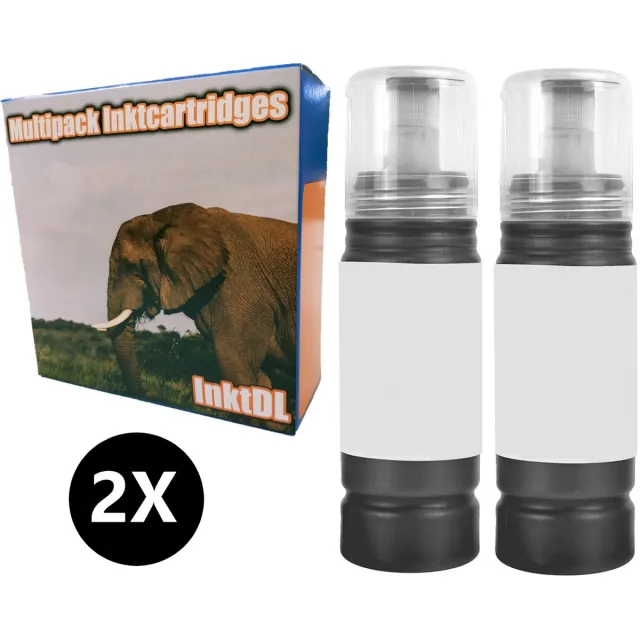 InktDL Huismerk geschikt voor Epson 102 Inktflessen - 2X Fles Zwarte Inkt - Geschikt voor EcoTank ET-2750 - ET-2851 - ET-3700 - ET-3750 - ET-3850 - ET-4750 - ET-4850 2X Zwart