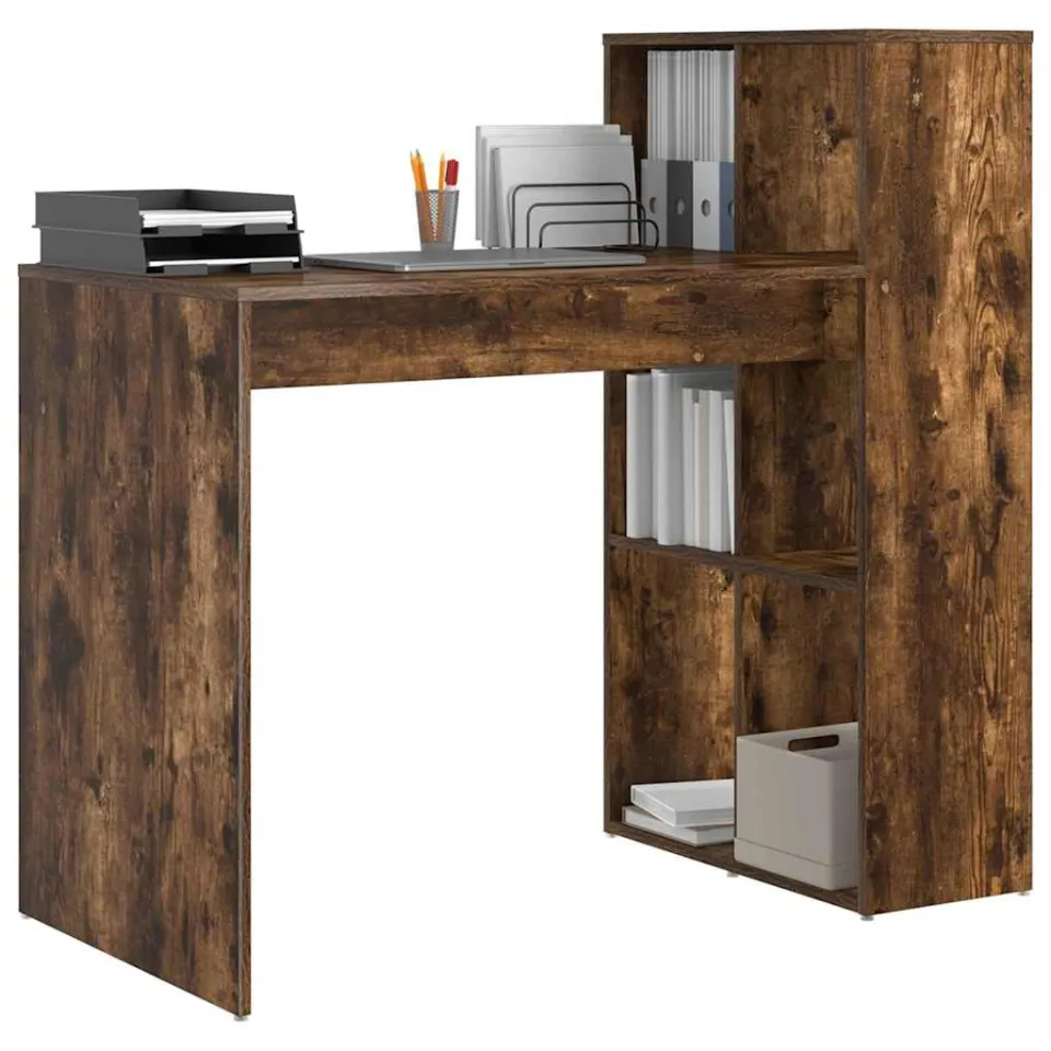 vidaXL Bureau Gerookt eiken 108 x 55 x 103 cm Bewerkt hout Bruin