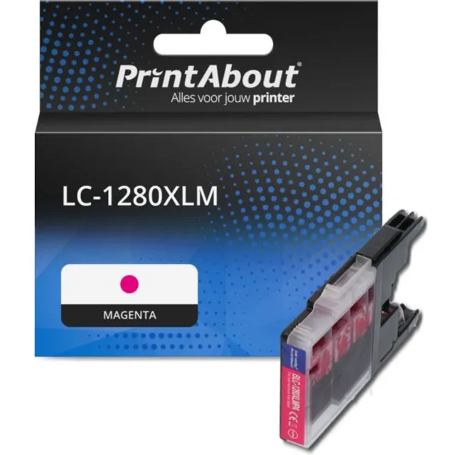 PrintAbout huismerk Inktcartridge LC-1280XLM Magenta Hoge capaciteit geschikt voor Brother