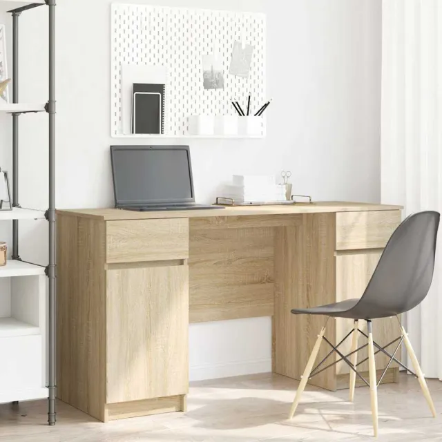 vidaXL Bureau Sonoma eiken 140 x 49 x 76 cm Bewerkt hout, foto 2