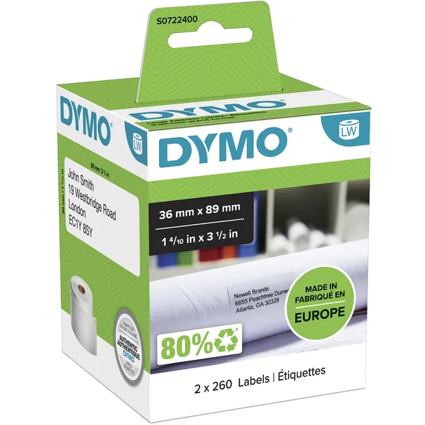 Dymo LabelWriter Adres Etiket 36 x 89 mm 520 stuks