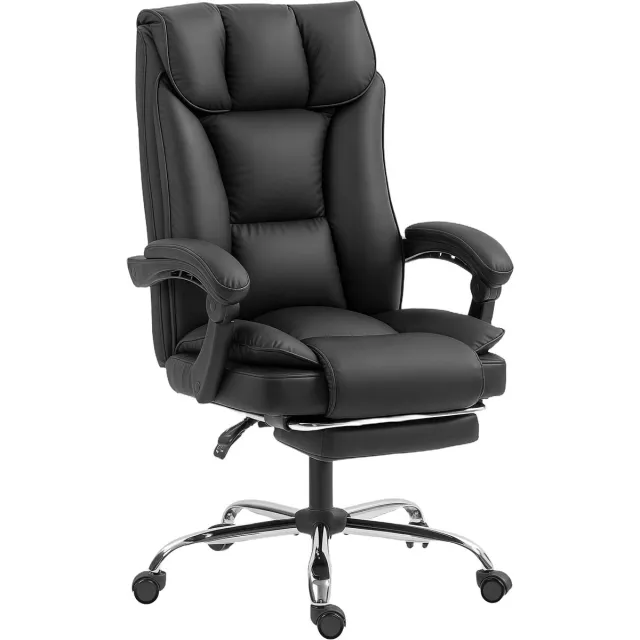 Homcom bureaustoel - synthetische bekleding - 66x72x121cm - zwart