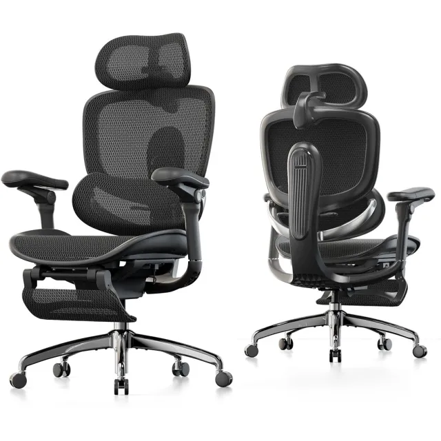 Sihoo Doro C300 V2 Ergonomische Bureaustoel - Voetensteun - Dubbele Dynamische Lendesteun - 8D Gecoördineerde Armleuningen - Verstelbaar voor Werk en Gaming - Zwart C300 V2 - JT - Zwart