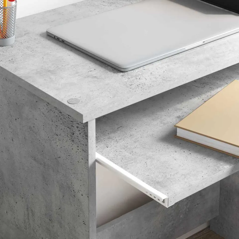 vidaXL Bureau Beton Grijs 120,5 x 44 x 88,5 cm Bewerkt hout, foto 4