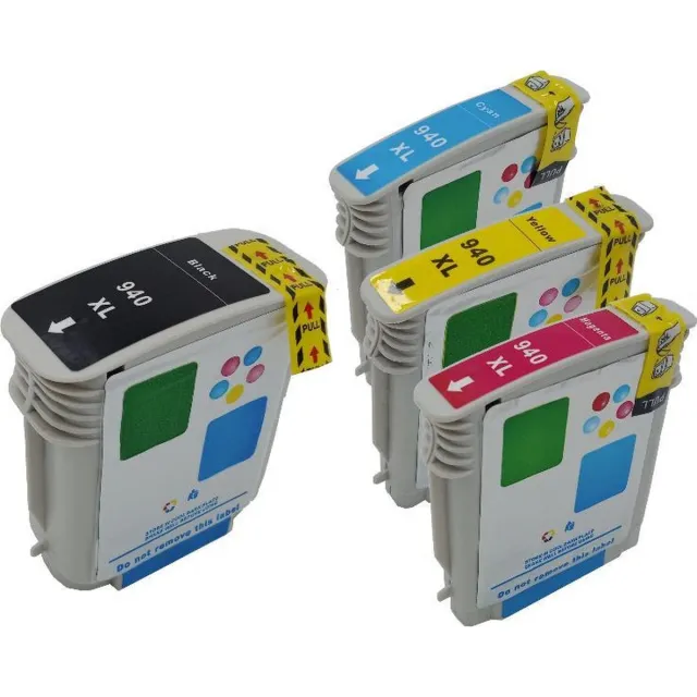 KATRIZ huismerk ink HP940XL Zwart + HP940XL Cyaan + HP940XL Magenta + HP940XL Geel | voor HP Officejet 8000/8500/8000wireless/8500wireless | 4 stuks Zwart, Cyaan, Magenta, Geel