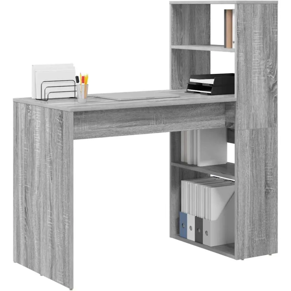 vidaXL Bureau Grijs Sonoma 113 x 54 x 120 cm Bewerkt hout, foto 3