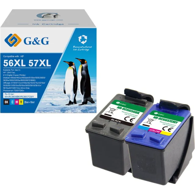 G&G Huismerk Inktcartridge Alternatief voor HP 56/57- Multipack Hoge Capaciteit Zwart;Cyaan;Magenta