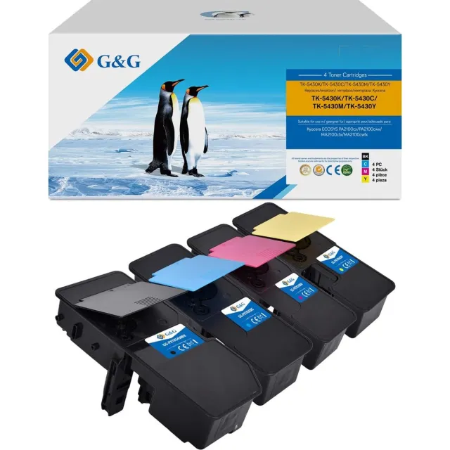 G&G TK5430 Toner geschikt voor Kyocera TK-5430 TK-5440 - Multipack 4 Toners - Voordeelbundel zwart, cyaan, magenta, geel