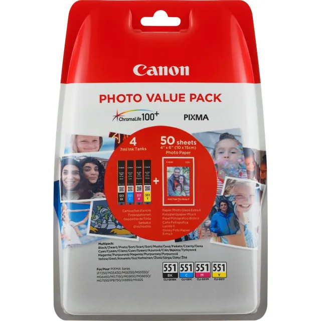 Canon CLI-551 - Inktcartridge - Zwart / Cyaan / Geel / Magenta