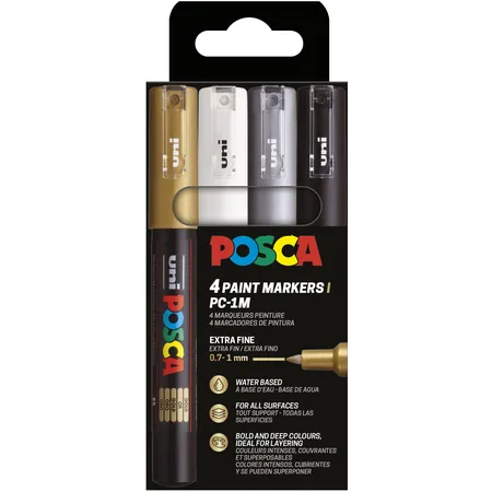 Posca Paintmarker Uni POSCA PC1MC extra fijn assorti set à 4 stuks