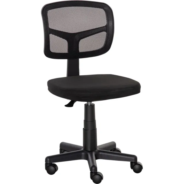 Lunpog Bureaustoel zonder Armleuning - 360° Draaibaar - Hoogteverstelbaar - Zwart - 43x48x77.5-89.5cm