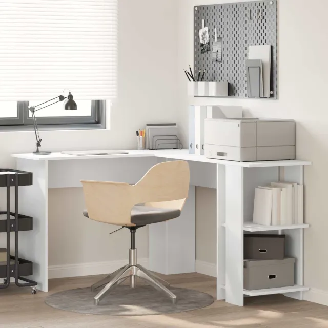 vidaXL Hoekbureau Wit 140 x 113,5 x 75 cm Bewerkt hout, foto 2