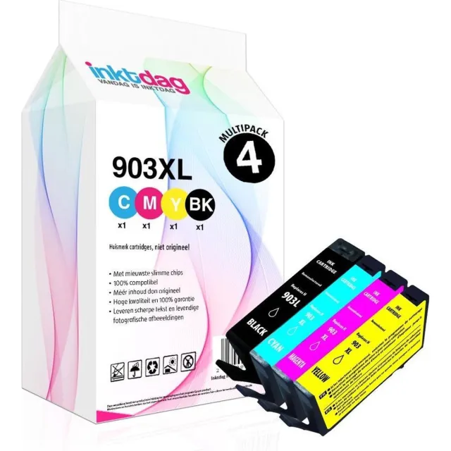 inktdag inktcartridges voor hp 903 inktcartridges, hp 903xl multipack van 4 kleuren voor HP OfficeJet 6950, P OfficeJet Pro 6860,HP OfficeJet Pro 6960,HP OfficeJet Pro 6970,HP Officejet Pro 6951 zwart ( 18.6 ml)