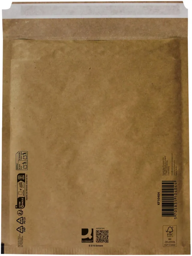 Q-CONNECT luchtkussenenveloppen, bruin, 5-E, 240 x 275 mm, doos van 100 stuks
