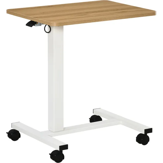 Clruro Bureaus - 70-110 cm - Verstelbaar Steh-Sitz Bureau - C-Vormig, Rollen - MDF - Natuurlijk Wit Naturel
