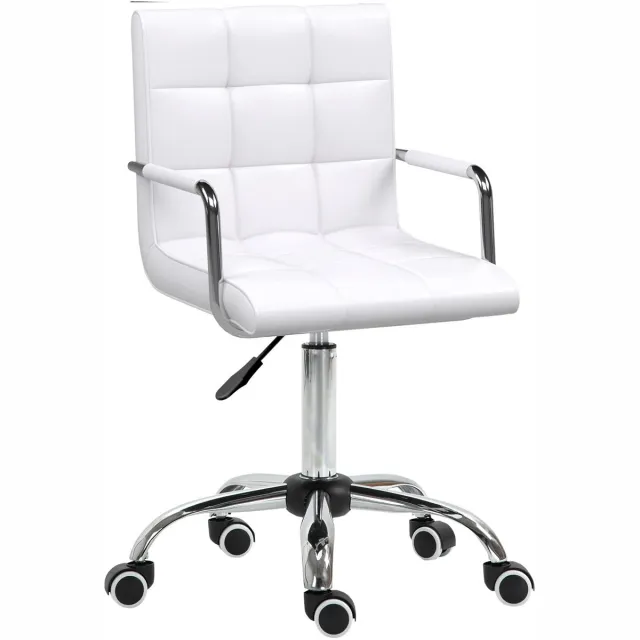 ArtiZo Bureaustoel - elegant design - ergonomische ontwerp - draaibaar - wit - in hoogte verstelbaar wit en chroom