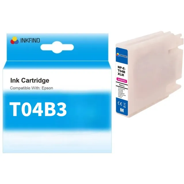 INKFIND T04B Magenta Inktcartridge compatibel met Epson T04B (T04BXLM) Hoge Capaciteit - 1-pack Magenta*1 Magenta x 1