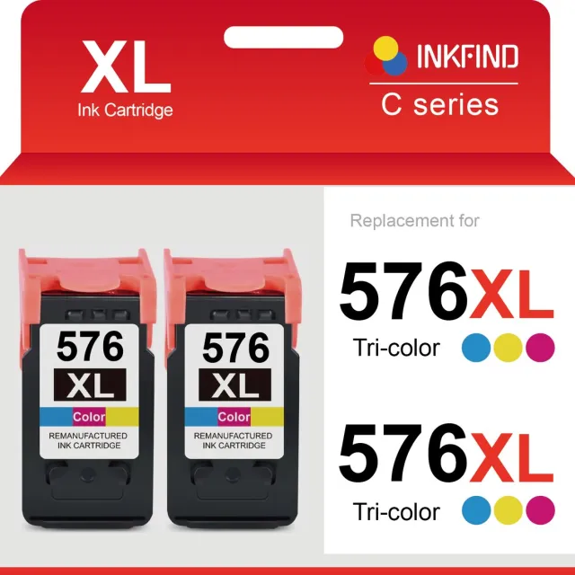 INKFIND 576XL Inktcartridge compatibel met Canon576 Canon 576 Canon CL-576 CL-576XL Hoge Capaciteit / 2-pack Kleur 2-pack Kleur x 2