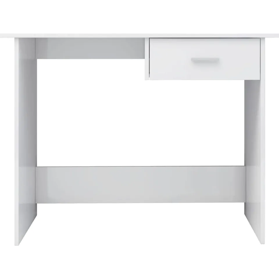vidaXL Bureau 100x50x76 cm bewerkt hout hoogglans wit