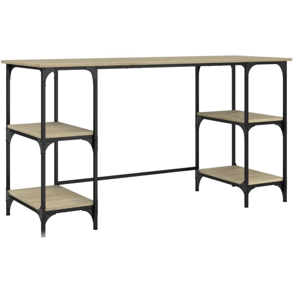 vidaXL Bureau 140x50x75 cm metaal en bewerkt hout sonoma eikenkleurig Bruin